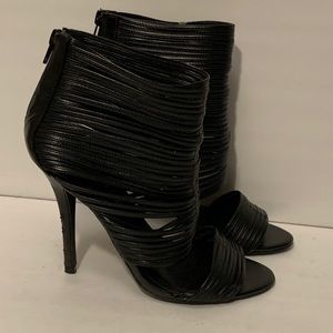 Aldo black leather strappy heels shoes size 7